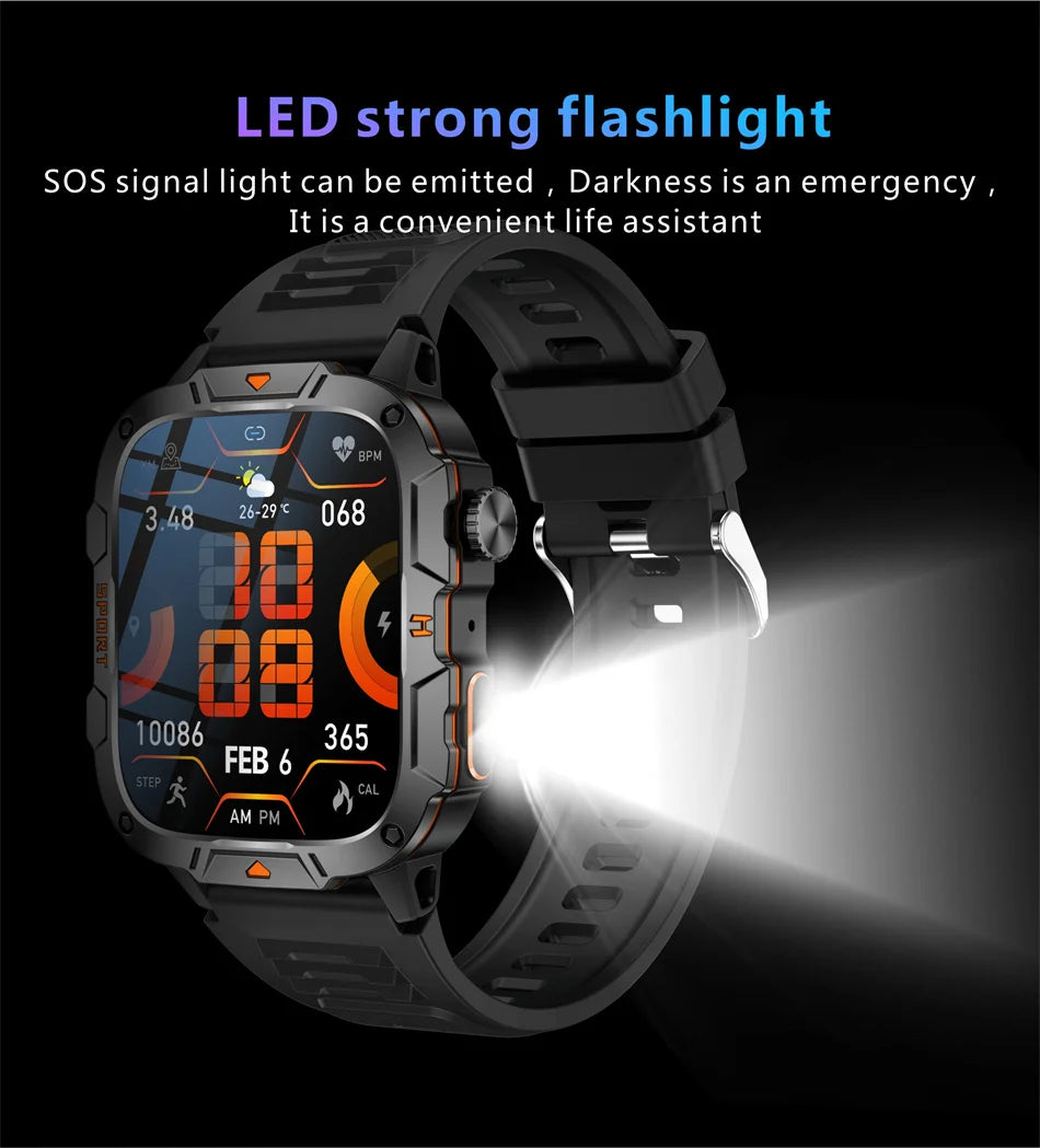 LIGE 2024 New Smart Watch Men Bluetooth Calling LED Flashlight Men Watch 420mAh Arterial Pressure Monitor Smartwatch For Xiaomi