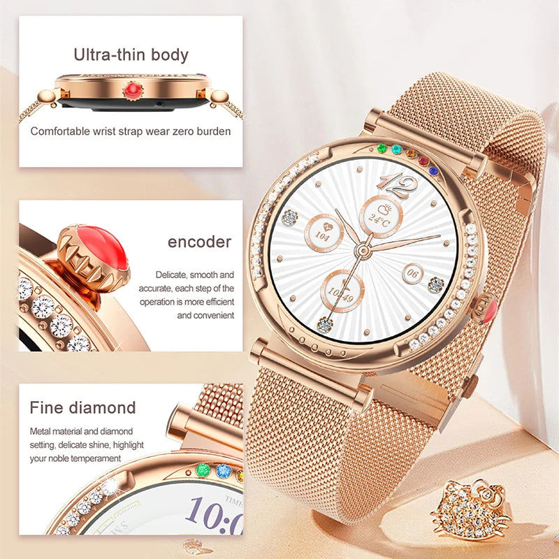 2024 Bluetooth Call Smart Watch Women Custom Dial Smartwatch For Android IOS Waterproof Music Watches Full Touch Bracelet Clock