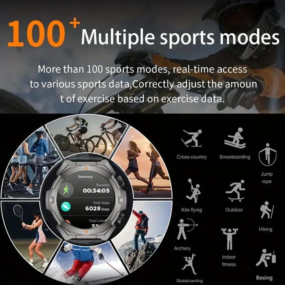 2024 New Military Smart Watch Men 3ATM Waterproof Sports Watches Bluetooth Call AMOLED Always On Display Smartwatch For Xiaomi