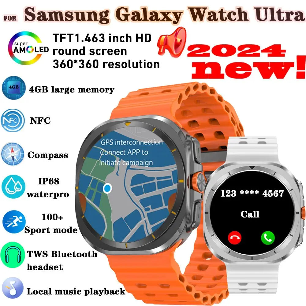 For Samsung Galaxy Watch Ultra New Smart Watch 2024 Bluetooth Call 4GB Memory Offline Music Video Playback Smartwatch men Women