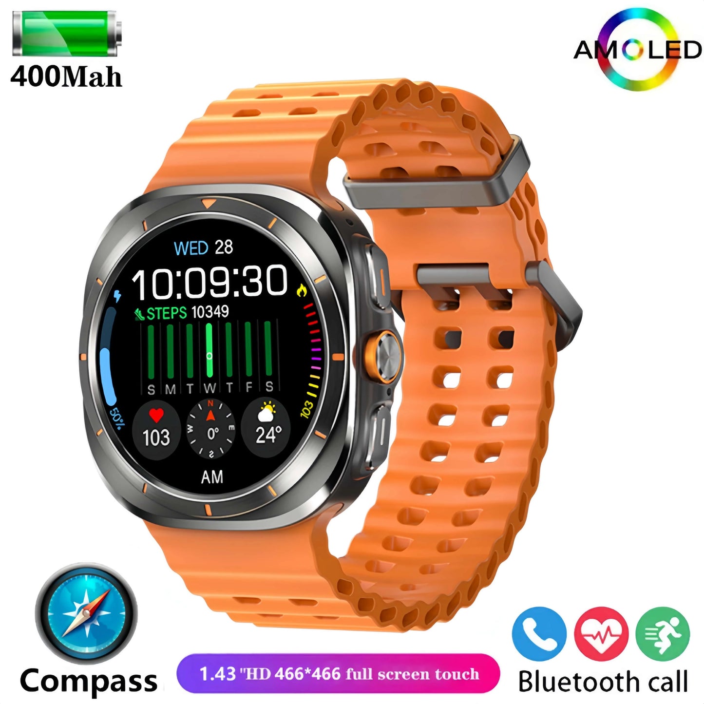 2024 Watch 7 Ultra AMOLED Smart Watch Ai Dail 3D Menu Compass Men W7 Smartwatch Women Bluetooth Call Wireless Charging Sports