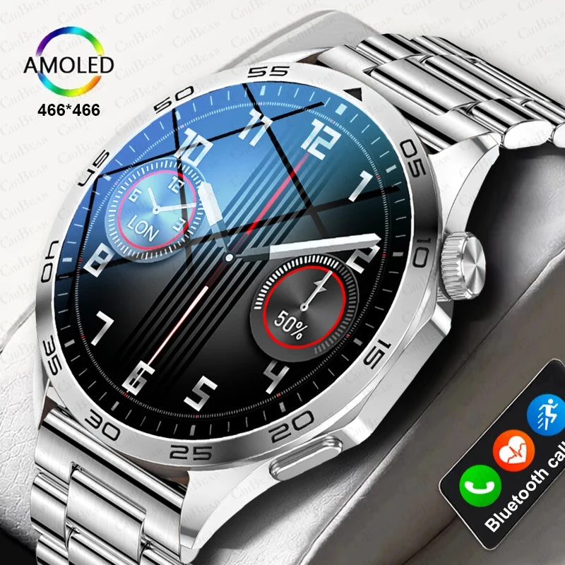 GPS Motion Tracking Men Smartwatch AMOLED 466*466 HD Screen Health Monitoring Bluetooth Call Waterproof Smart Watch Men 2024 New