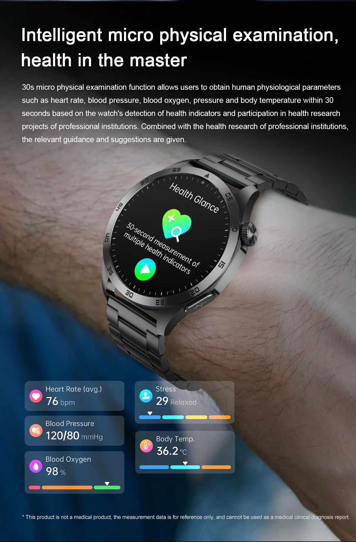 2024 New Medical High-end Blood Sugar Smart Watch Men Organ testing Blood Fat Uric acid ECG+PPG Health smartwatch For Huawei IOS