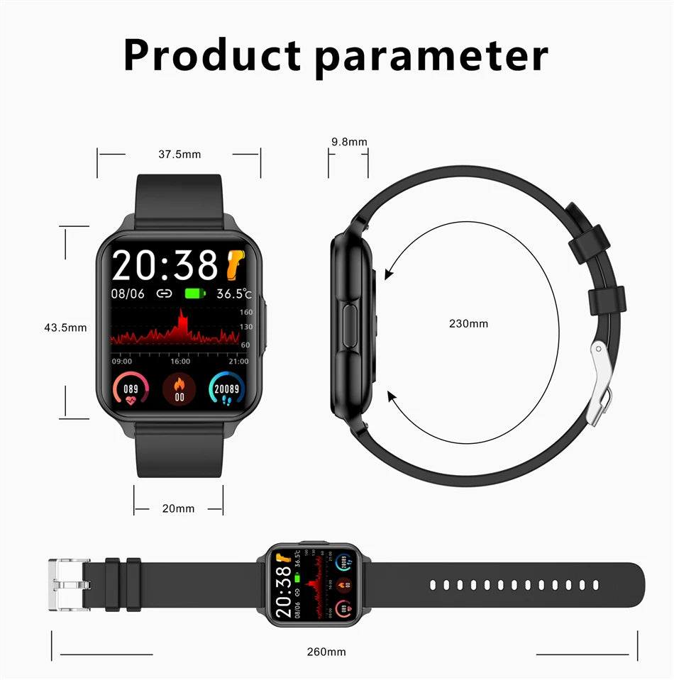 2024  New Smart Watch Body Temperature Flashlight Call Reminder Smartwatch Custom Wallpaper Sports Fitness fashion Watch For Men