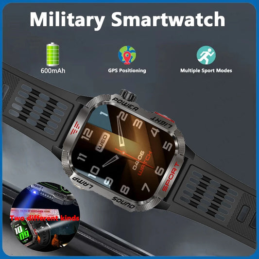 Outdoor GPS Sports Men Smart Watch 600mAh Extra Long Battery 2.01‘’ HD Bluetooth Call Waterproof Smartwatch 2024 New Sport Watch