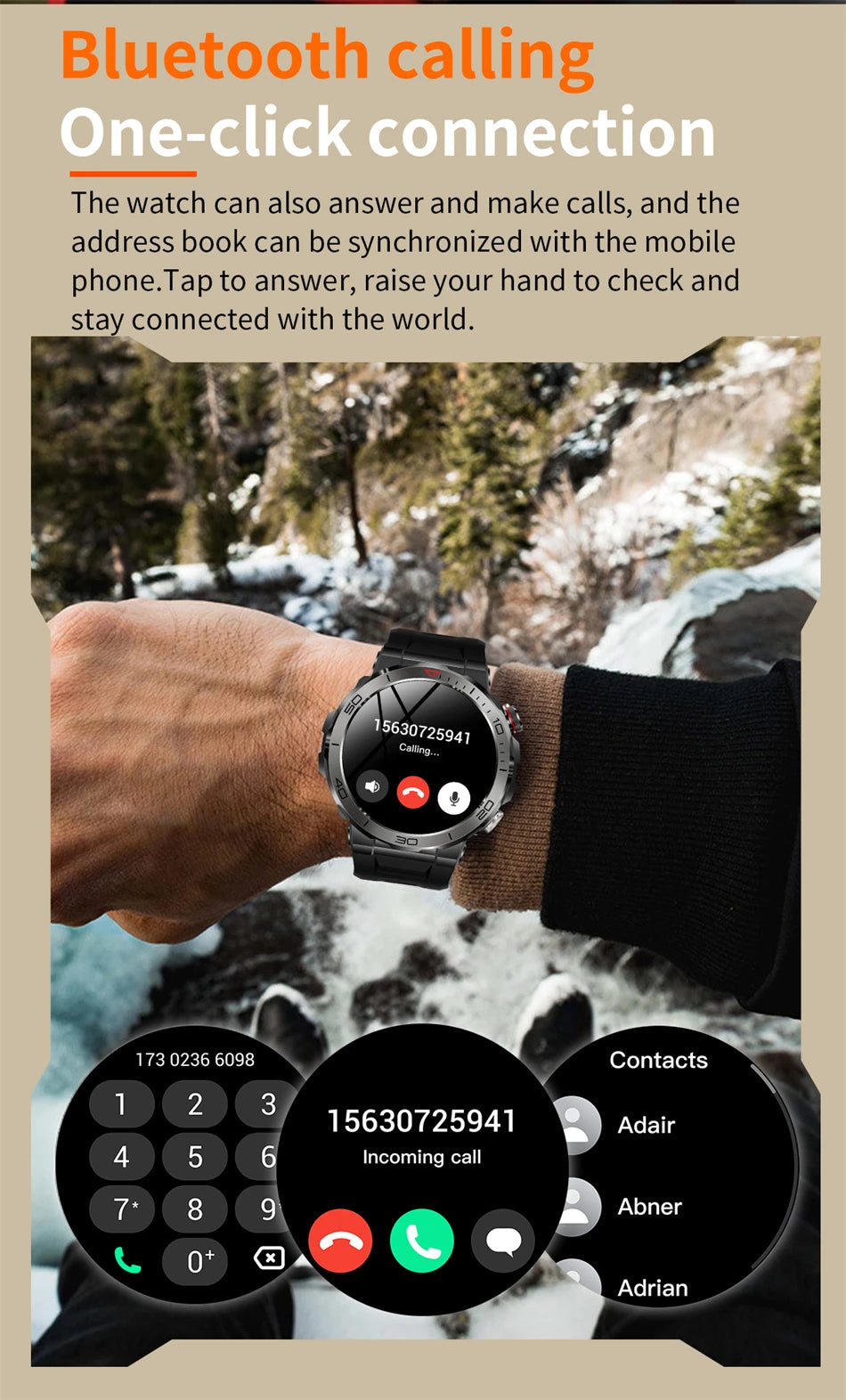 Compass Outdoor Sports Smartwatch Men Health Monitor GPS Sports Track Watch IP68 Waterproof Bluetooth Call Smart Watch 2024 New