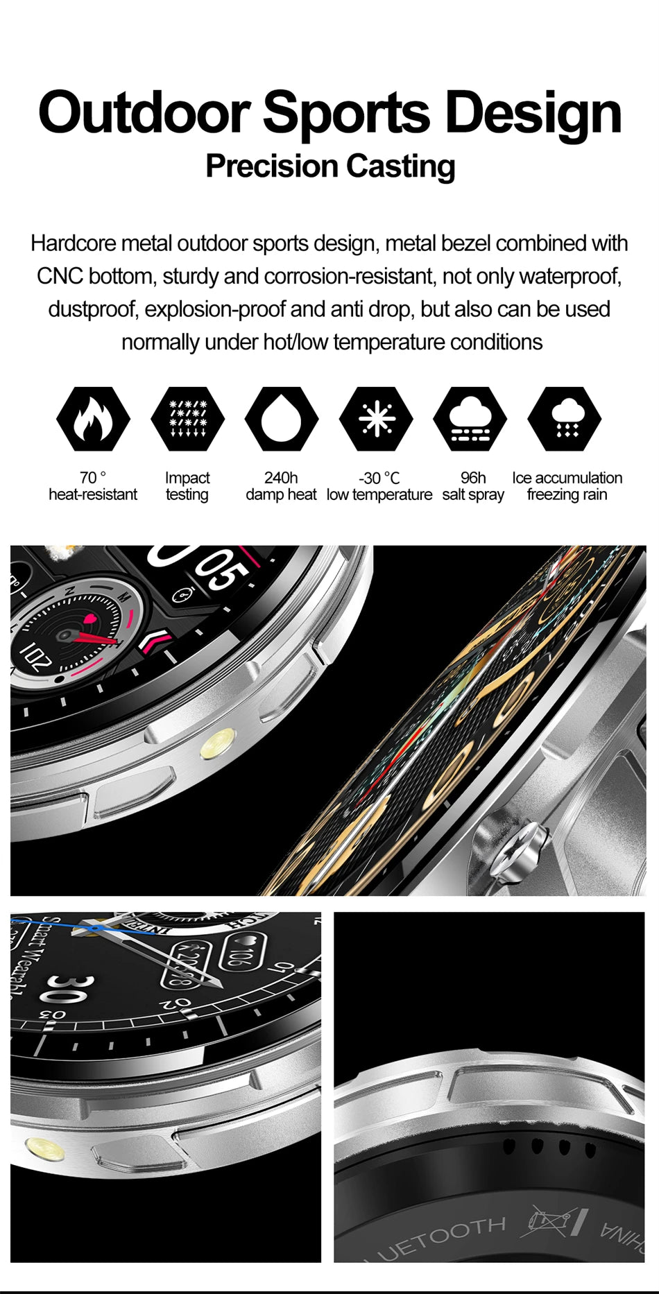 2024 New Compass Smart Watch Men Women Flashlight HD Screen Bluetooth Call GPS NFC 100+ Sport modes Heart rate Smartwatch Man