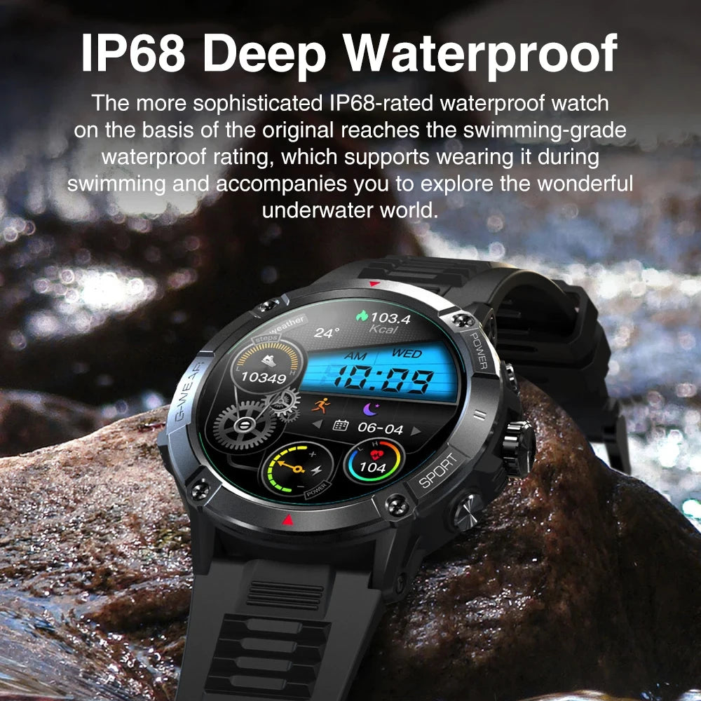 New Men Outdoor Sports Compass Smart Watch Blue Tooth Call Bracelet Health Monitoring 400mAh Battery Waterproof 2024 Smartwatch