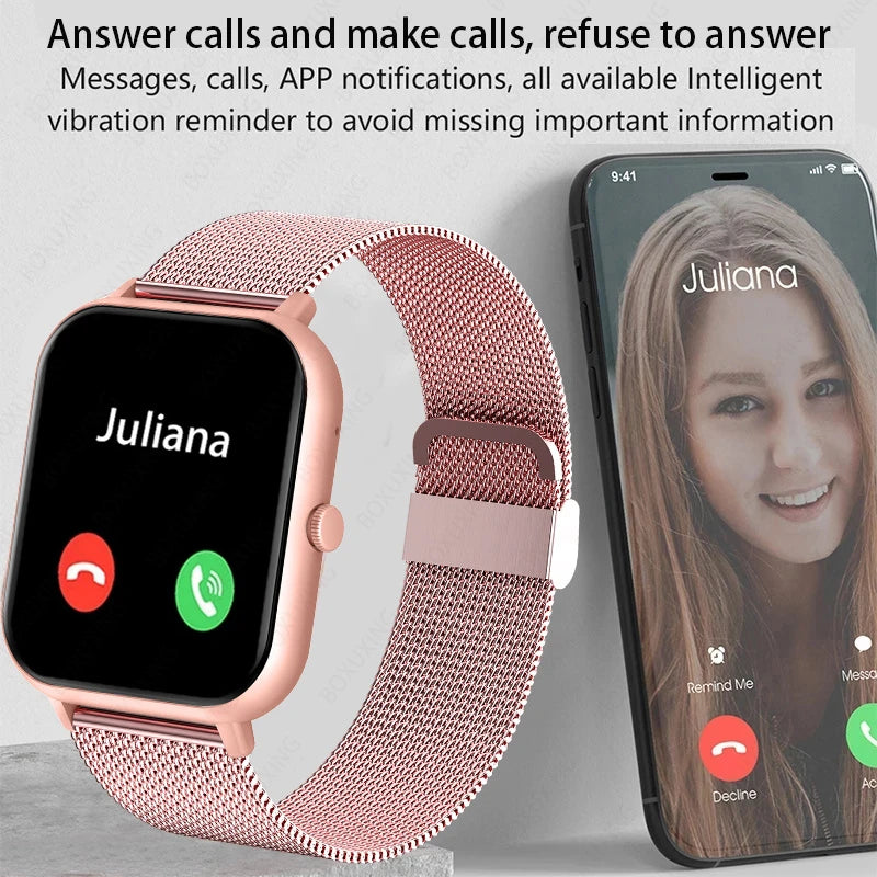 2024 Call Smart Watch Women Custom Dial Smartwatch For Android IOS Waterproof Bluetooth Music Watches Full Touch Bracelet Clock