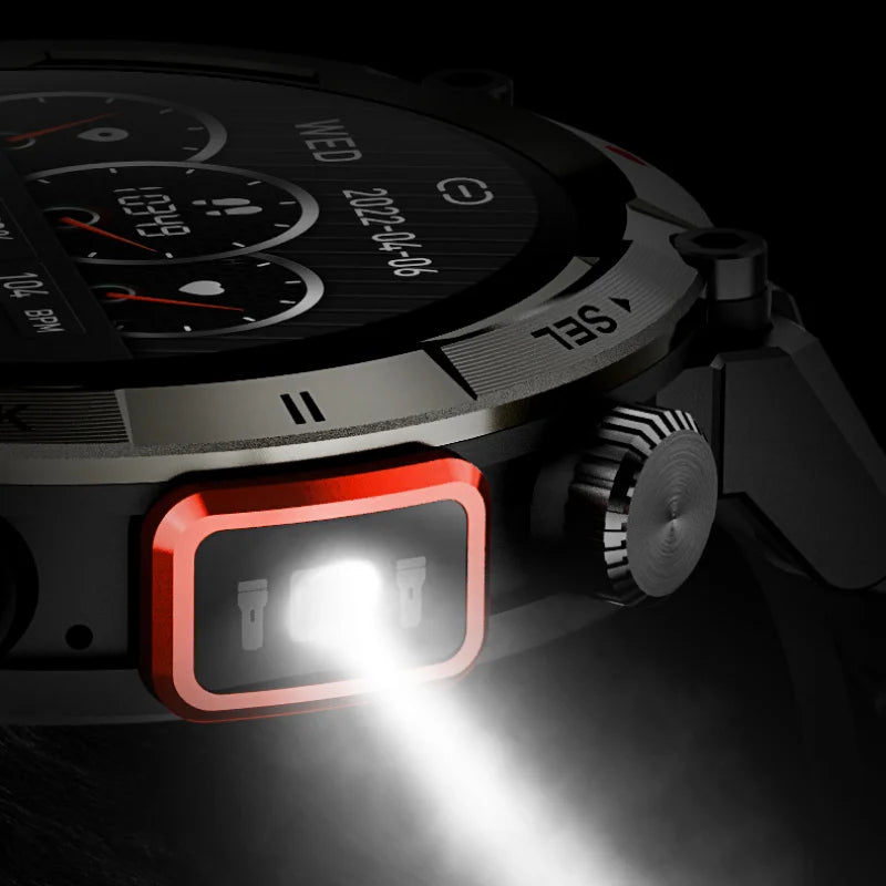 2024 New Smartwatch with Illuminated Flashlight Bluetooth Phone APP Download Waterproof Sports Watch for Men for Xiaomi Huawei