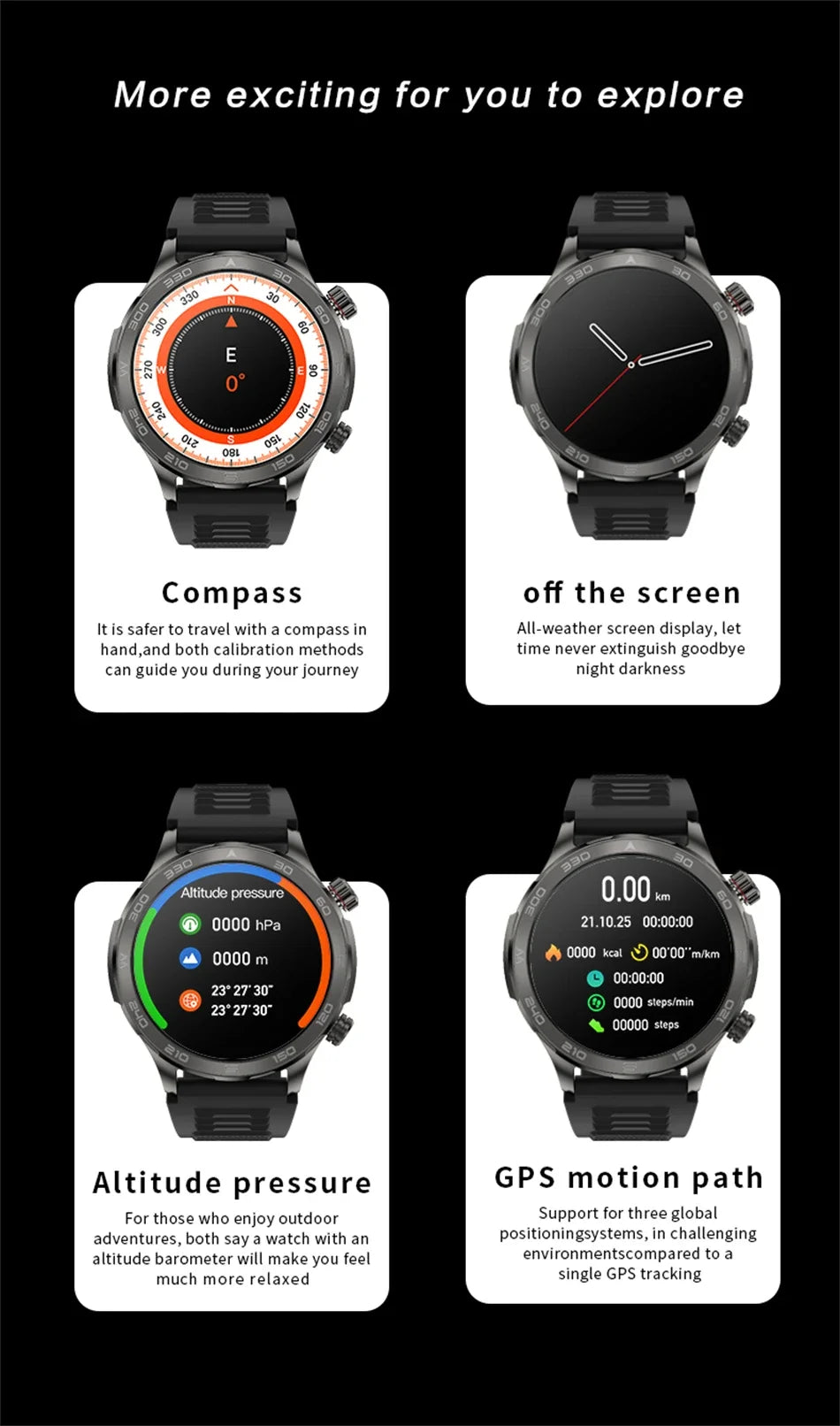 For Huawei Xiaomi 2024 New GPS Track Sports Smart Watch Men Waterproof Heart Rate Blood Oxygen Bluetooth Call Smartwatch Compass