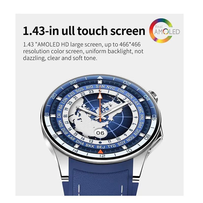 2024 New For Huawei Xiaomi GT4 Pro Men Smartwatch 1.43" 466*466 AMOLED HD Screen Blutooth Call GPS Track Compass Men Smartwatch