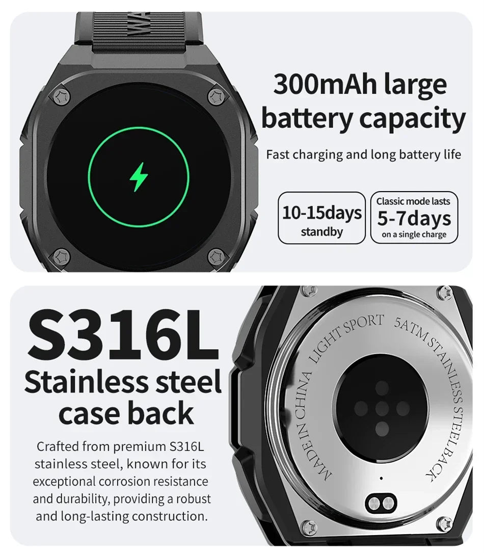 2024 New Smart Watch Women Men HD AMOLED Screen IP68 Waterproof Sport Smartwatch Outdoors Compass Heart Rate Monitor Watch Smart