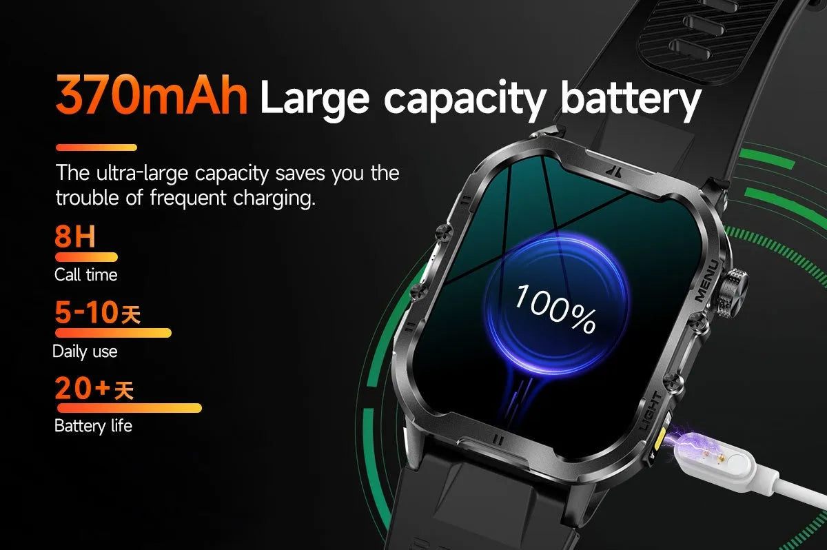 2024 Military Smart Watch Men LED Flashlight Bluetooth Outdoor reloj inteligente Sports Fitness Smartwatch For HUAWEI Xiaomi ios