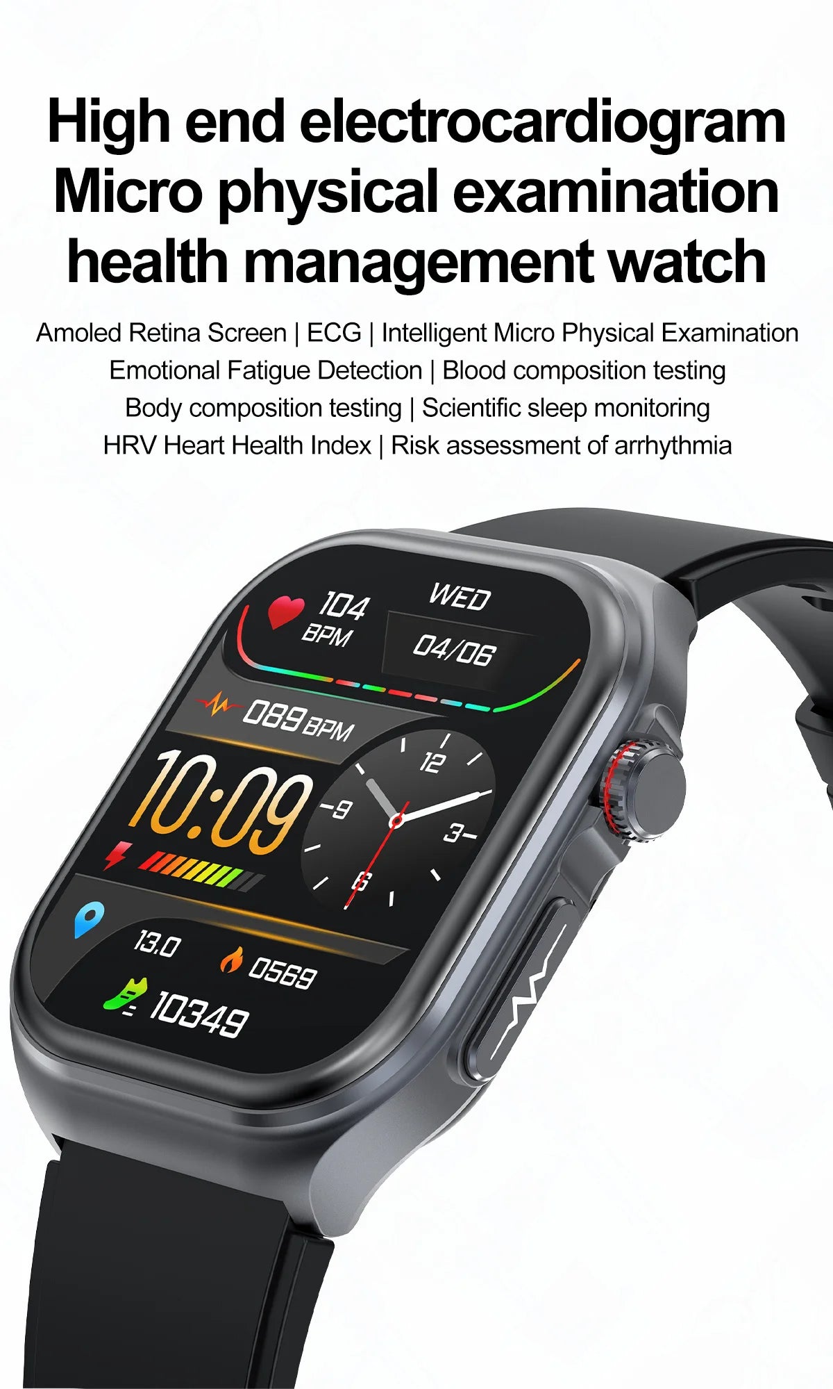 2024 New Medical Grade Smart Watch Men Blood Sugar Lipids Uric Acid Watches ECG AI Voice Health Clock Bluetooth Call  Smartwatch