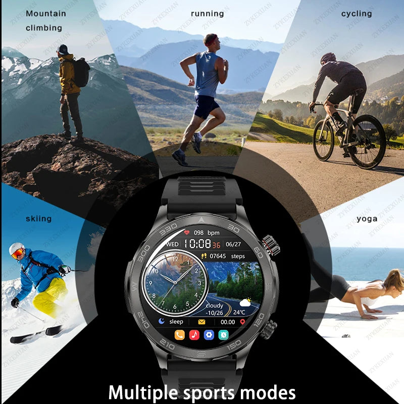 2024 New GPS Men Smart Watch NFC Calling Watch Alititude Pressure Fitness Tracker Heart Rate Monitor Outdoor Sports Smartwatch