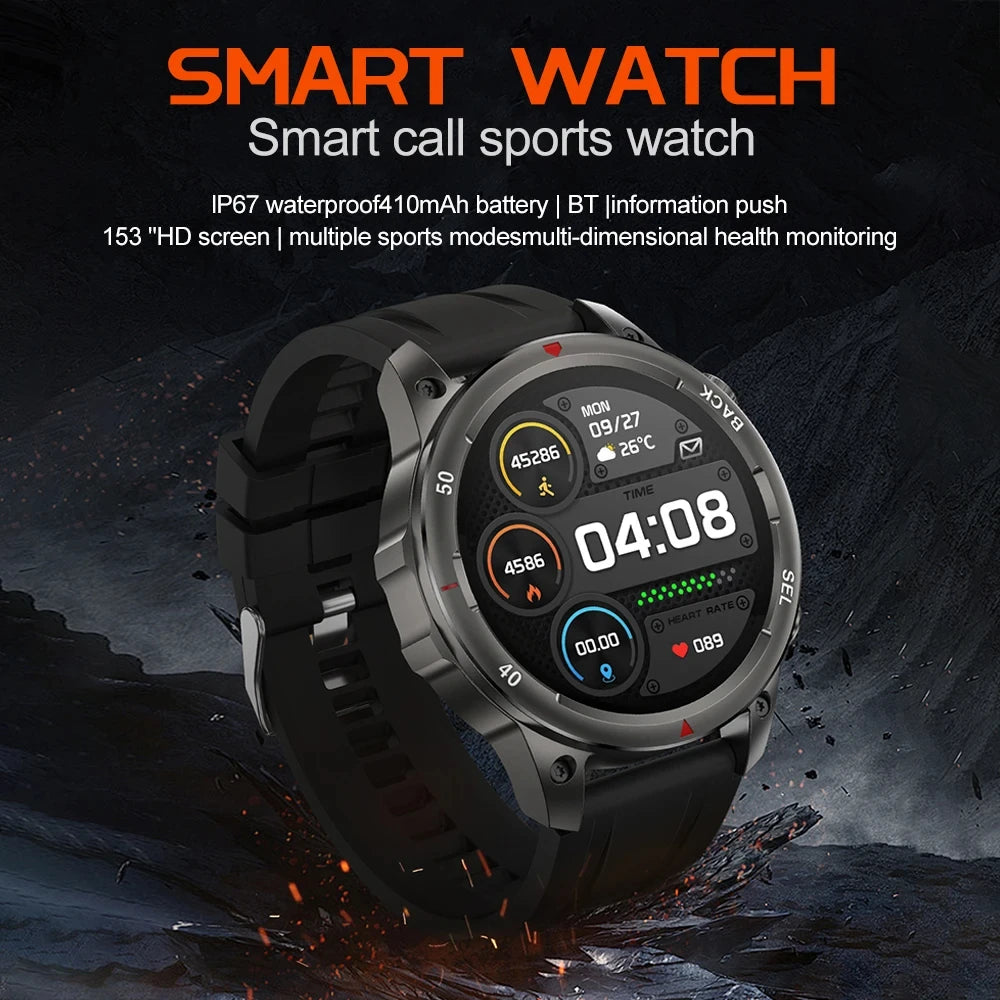 2024 New Outdoor Military DK68 Men Smart Watch NFC Access Control Unlock Bluetooth Wireless Call Health Sports Women Smartwatch