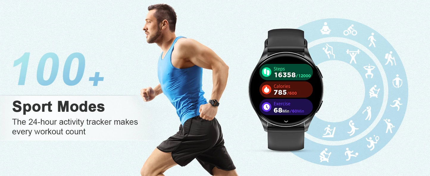 Blackview 2024 New X20 Smart Watch 1.43” HD AMOLED Display Bluetooth Calls Smartwatch for Men Women Health and Fitness Tracking