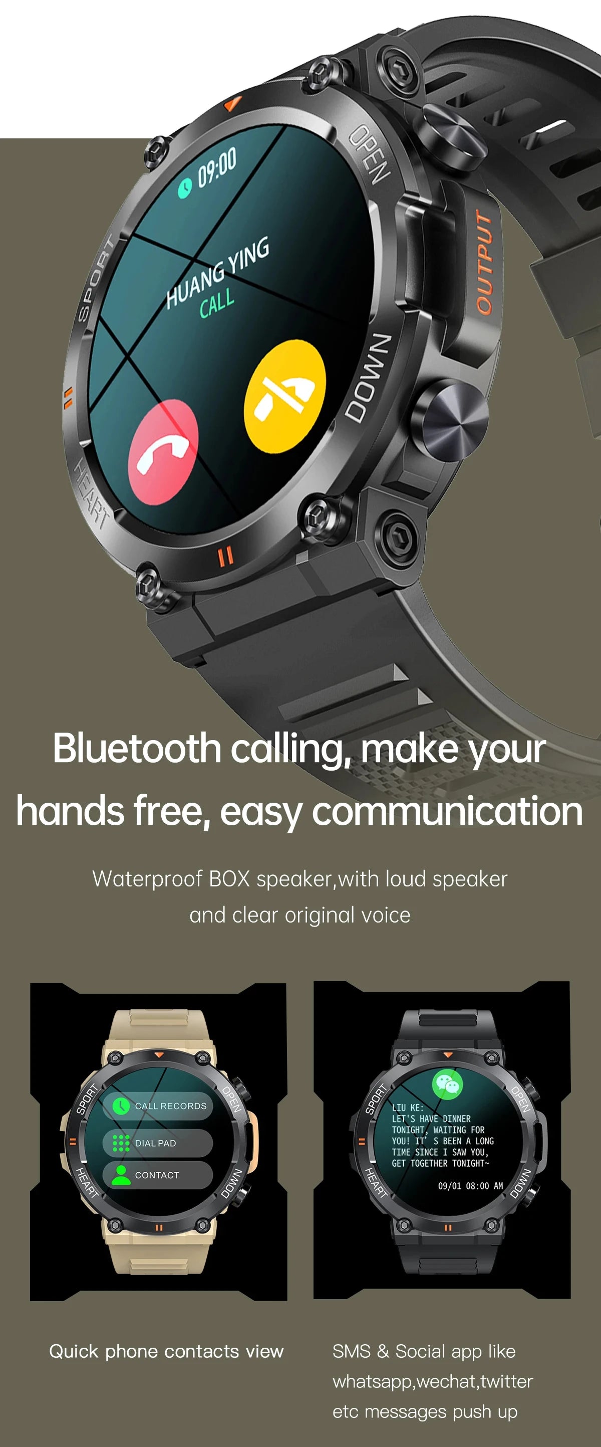 2024 New Smart Watch Men Military Health Monitor 1.39'' Bluetooth Call Fitness Waterproof Sport Smartwatch for IOS Android Phone