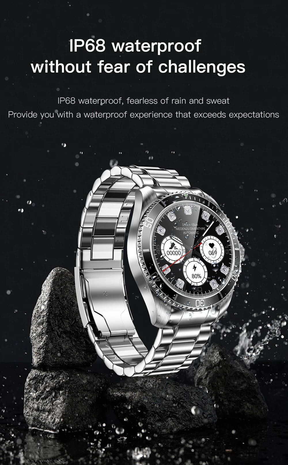 New  Fashion R1 Smartwatch 2024 Round Screen Metal Band Ip67 Waterproof Bluetooth Call Heart Rate Sport Wristband For Men R1 Pro