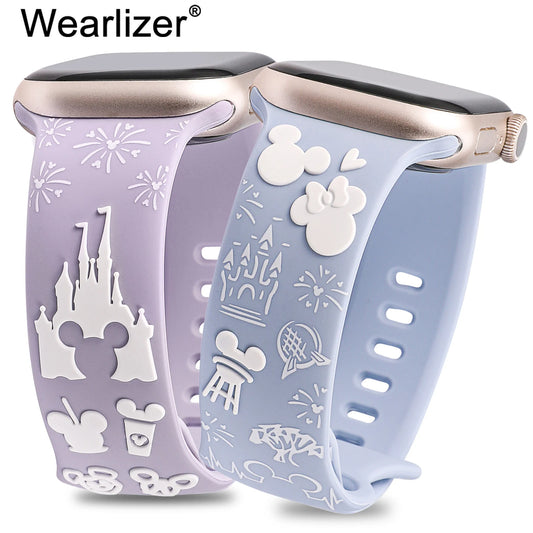 Wearlizer 3D Cartoon Band for Apple Watch Band 41/40/38/49/45/44/42mm Cute Two-Tone Silicone Strap for iWatch SE 9 8 7 6 5 Ultra