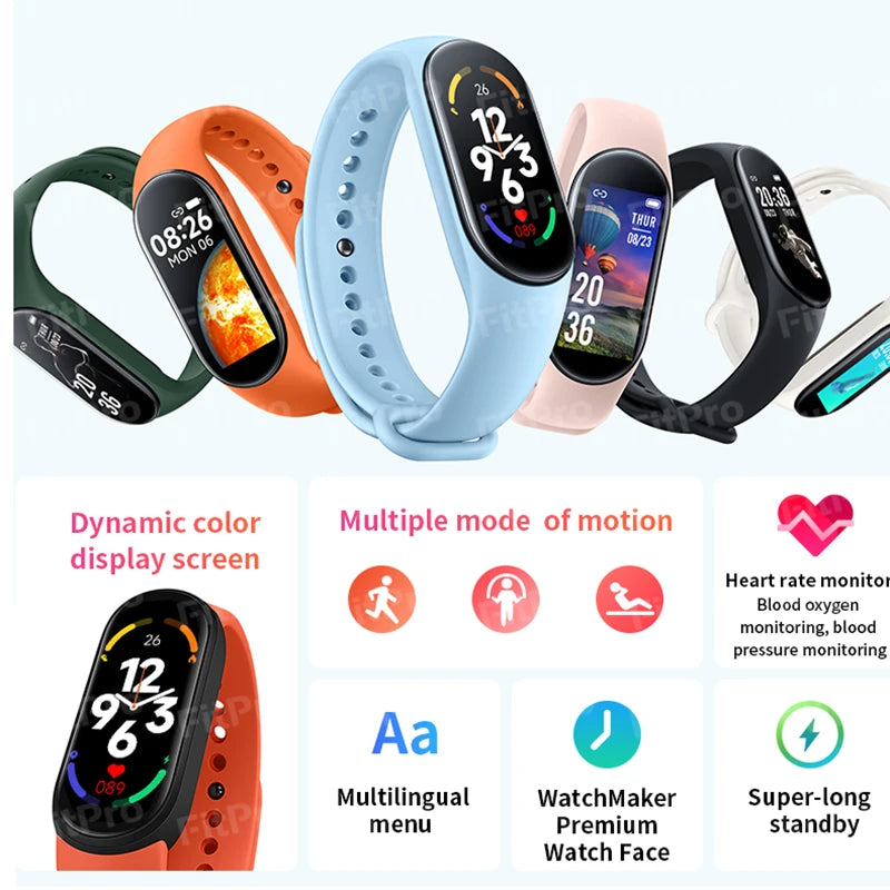 M7 Smart Watch Men Women Bluetooth Call Reminder Heart Rate Fitness Tracker Smartband Fashion Smart Sport Bracelet for Mi Band 7