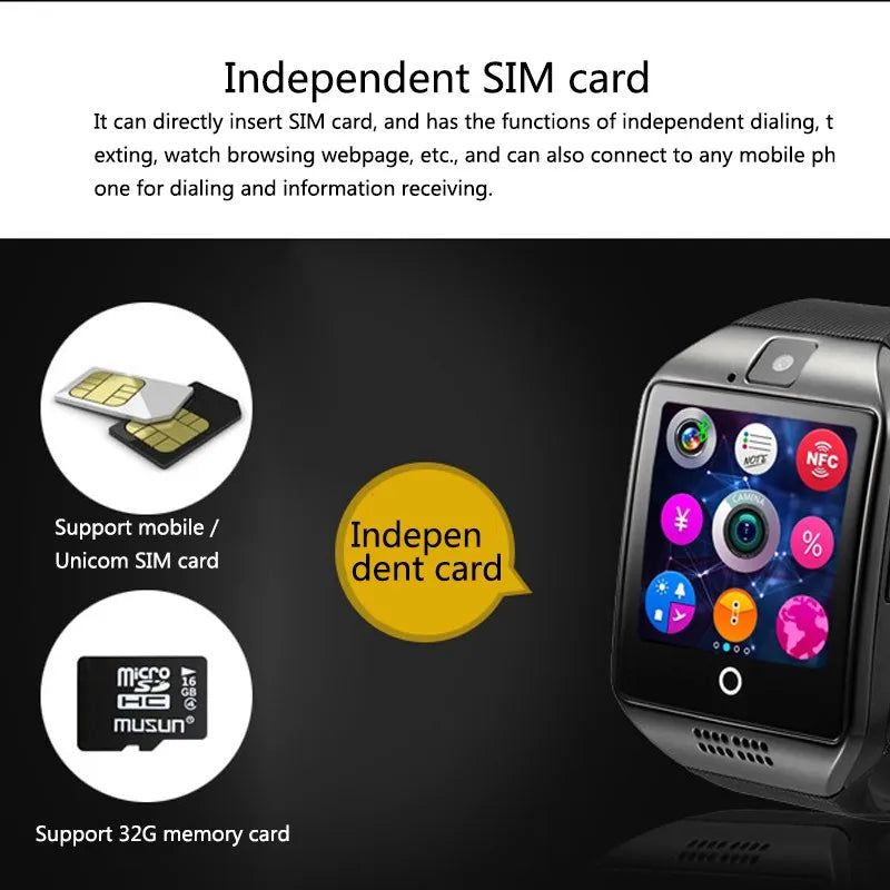 Reloj Q18 Smart Phone Watch Men Women Dail Call Phone With Sim Camera Sport Waterproof Pedometer Smartwatch 2024 For Android ios