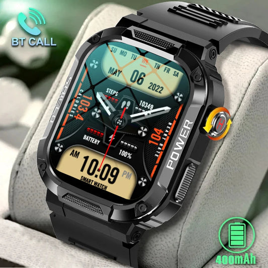 For Xiaomi Android Smart Watch Men Rugged Military Sports Watches IP68 Waterproof 2.01'' Bluetooth Call Smartwatch Man 2024 New