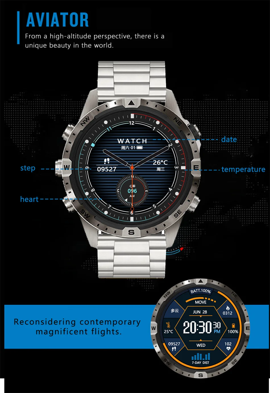 For Huawei Xiaomi 2024 New Bluetooth Call Smart Watch Men GPS Sports Compass IP68 Waterproof Rugged Military Smartwatches+Box