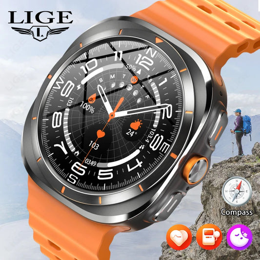 LIGE 2024 New Smart Watch Men NFC Compass Bluetooth Call Outdoor Sport Watch For Xiaomi Huawei AMOLED Display Digital Smartwatch