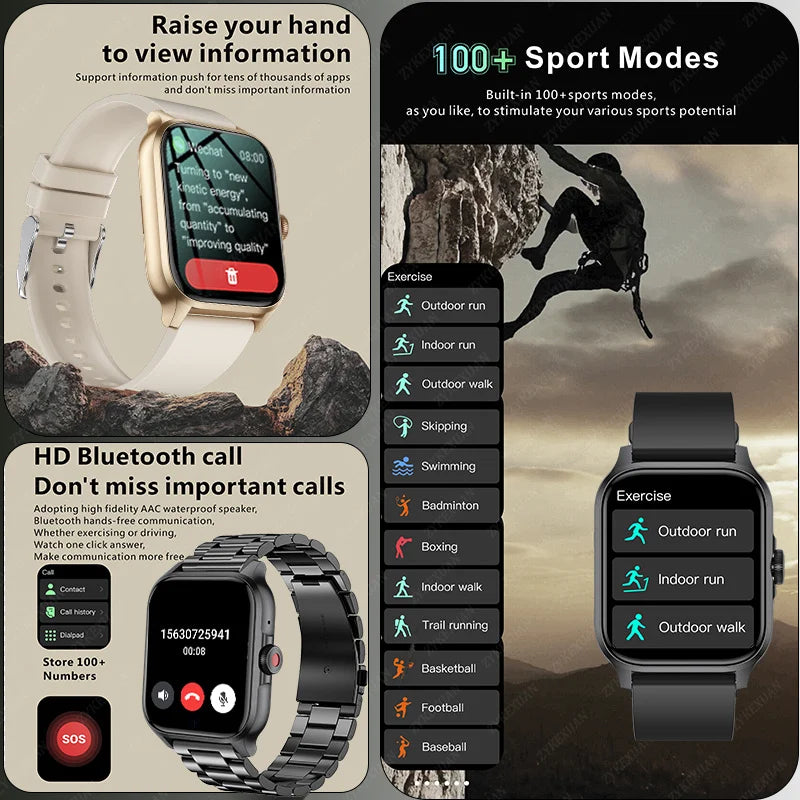 2024 New Fashion Smart Watch Women Heart Rate Monitor Sports Fitness Watch Waterproof Voice Call Smart Watch Men For Android IOS