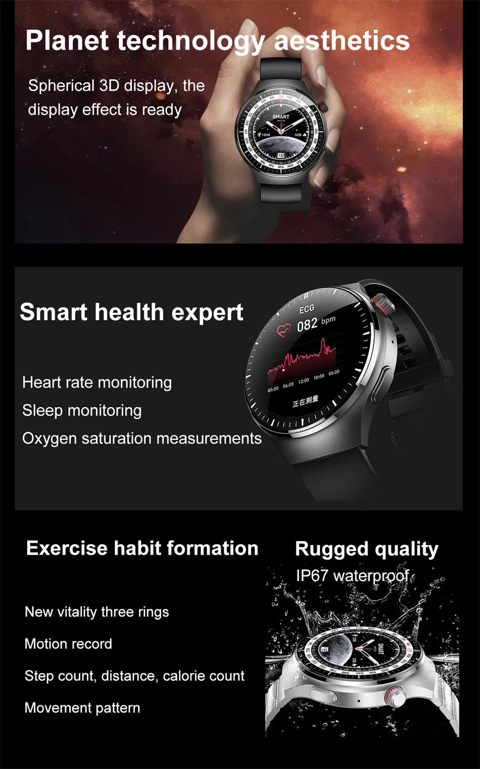 2024 New Smart Watches Men 360*360 HD Screen Bluetooth Call GPS Motion Tracks IP68 Waterproof NFC SmartWatch For Android IOS