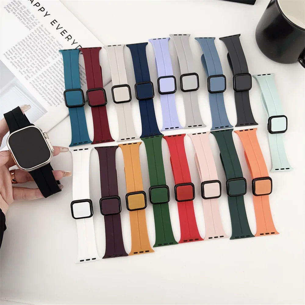 Magnetic Strap For Apple watch band 44mm 45mm 49mm 40mm Silicone Bracelet iWatch Series 9 7 8 se 6 4 5 3 ultra 2 41mm 42mm 38mm