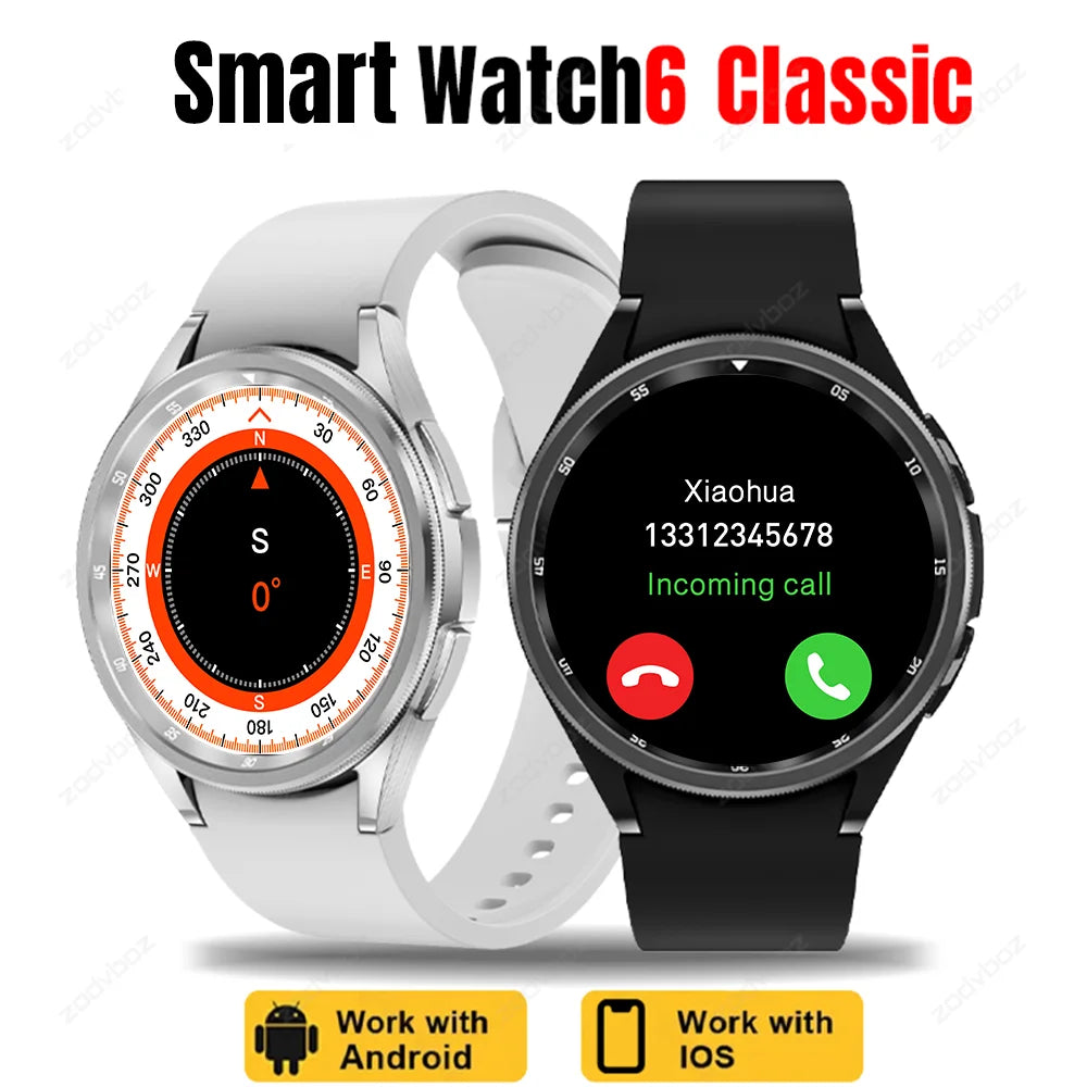 2024 New Watch 6 Classic NFC Smart Watch Men Custom Dial Voice Call Sport Watches Women GPS Tracker Smartwatch For Android iOS