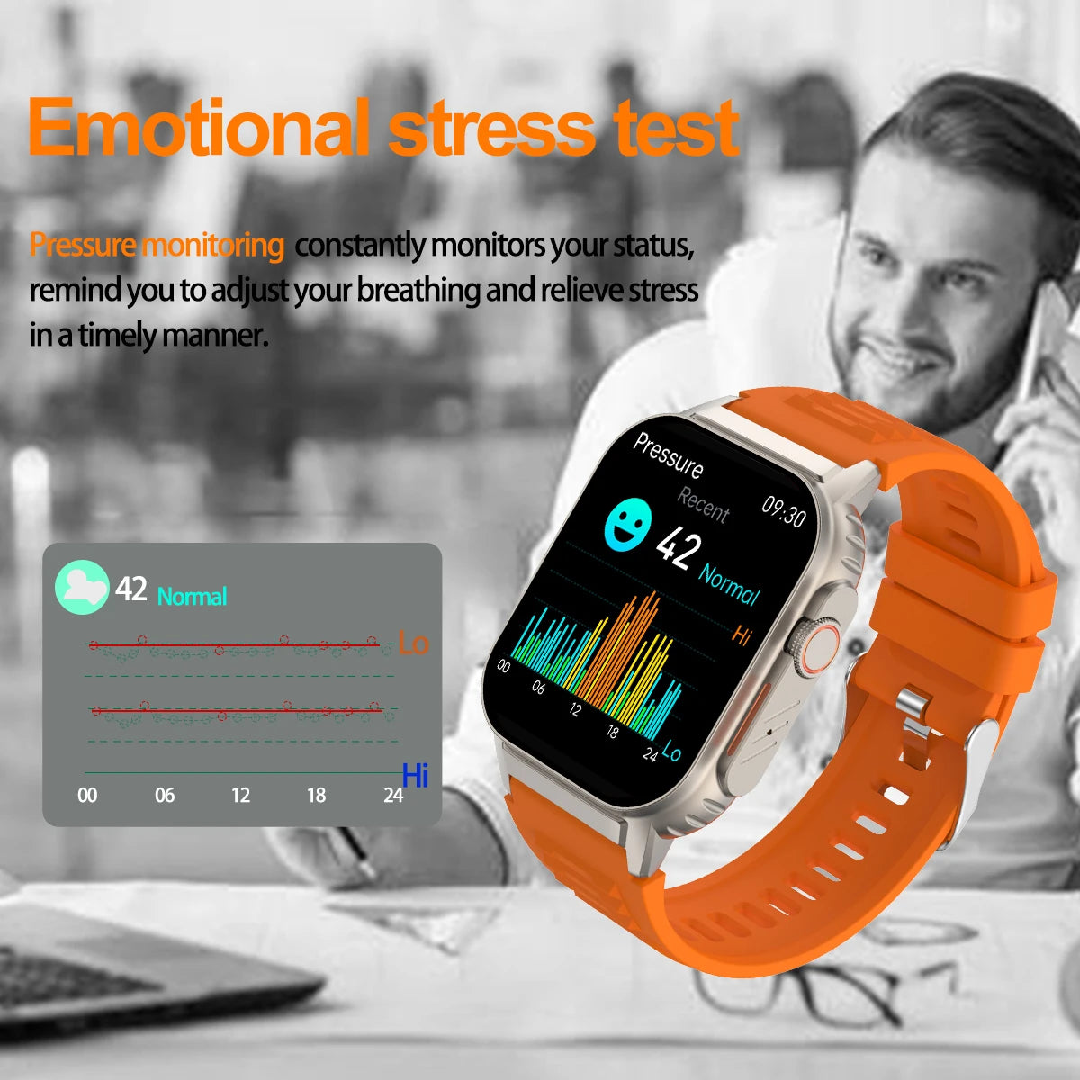 2024 NEW Blood Glucose Smartwatch HRV Heath Monitoring Blood Pressure Heart Rate Sports Bluetooth Call Answer Smart Watch