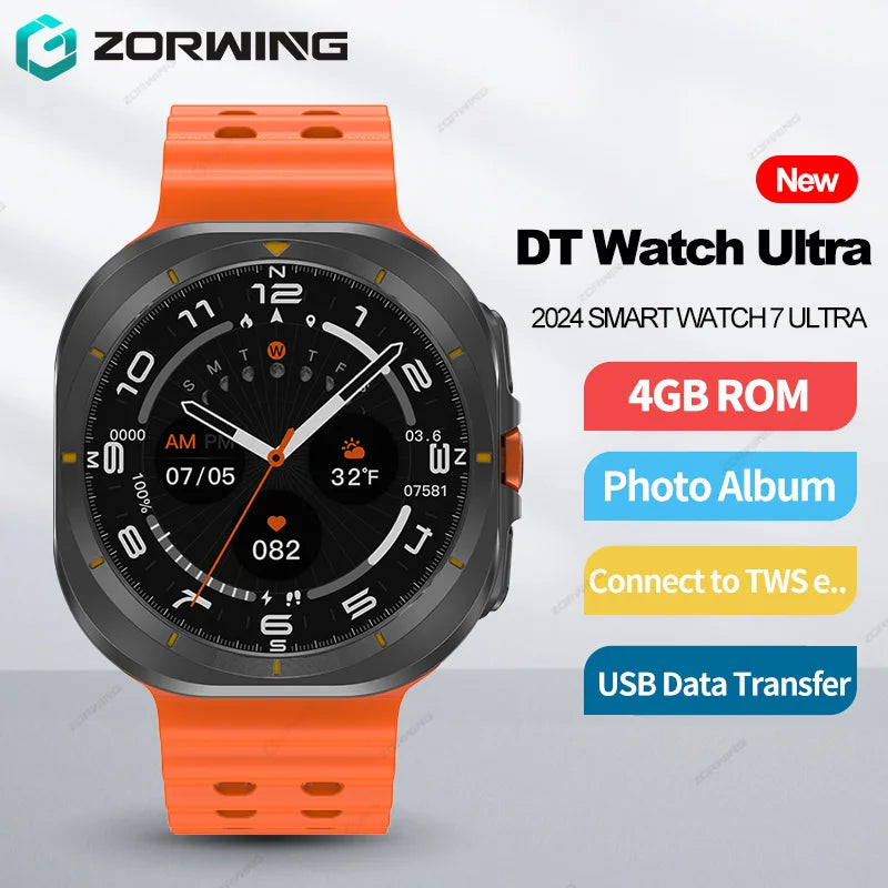 DT Watch Ultra Men Women Sport Smart Watch USB Mode Photo Album Local Music NFC Compass Smartwatch for Samsung Android IOS 2024