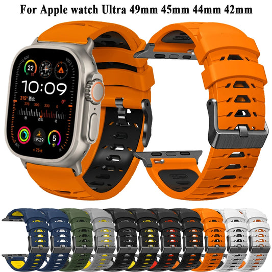 Straps For Apple watch Ultra 2 49mm Sports Breathable Silicone Band For Apple Watch Series 9 8 7 SE 6 45mm 44mm 42mm Wristbands