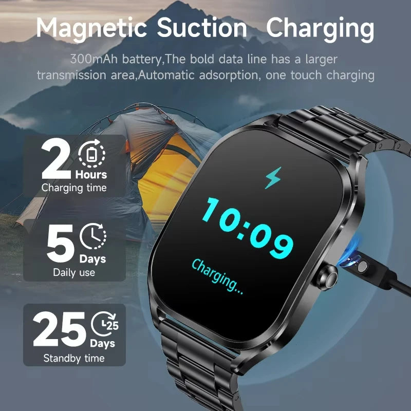 LIGE New Smart Watch Men 2.01 Inch 3D Curved Screen Bluetooth Call Waterproof Sports Smart Bracelet Health Smartwatch Women 2024