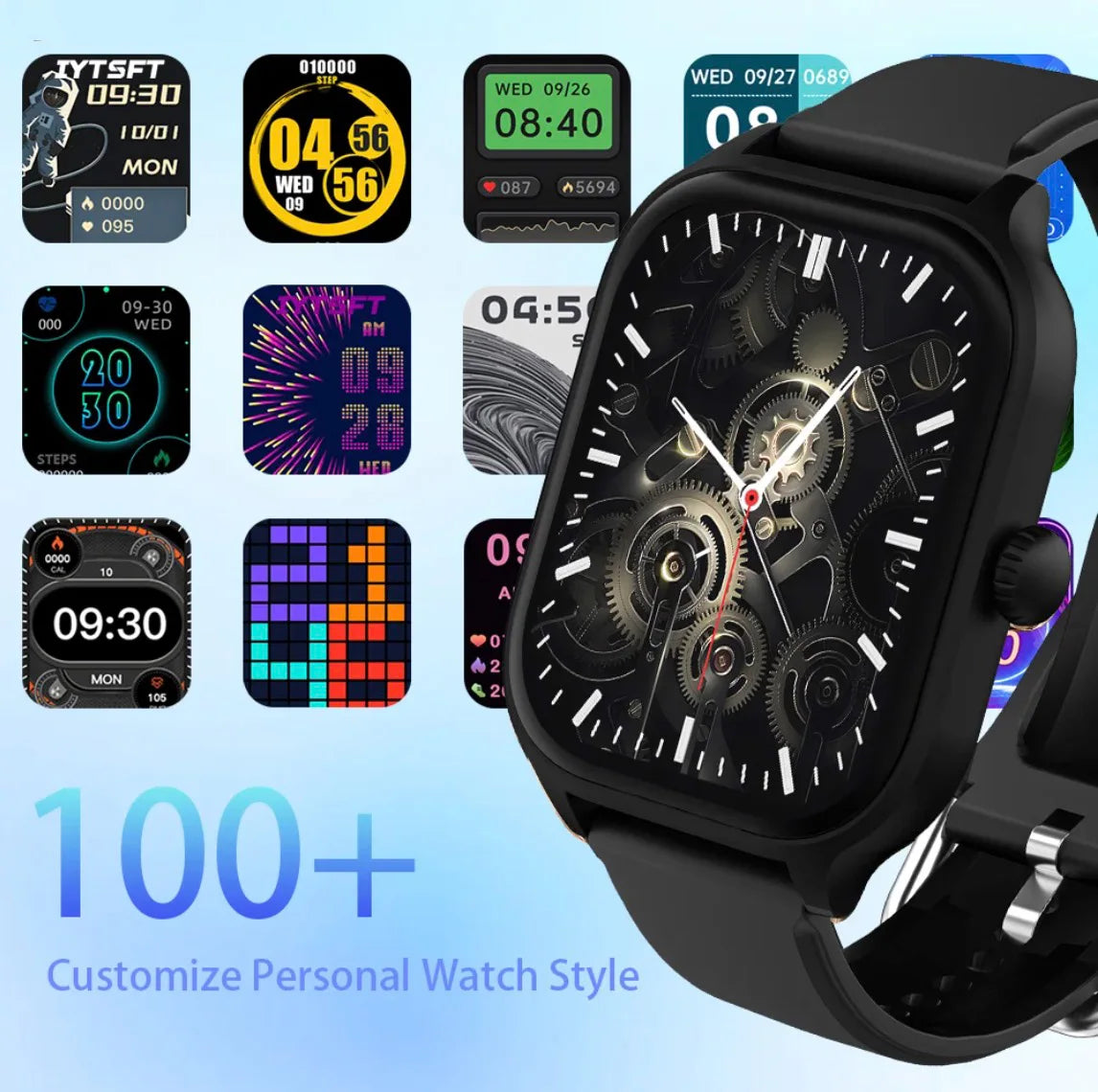 Smart Watch Men Women Gifts 2.01'' Full Touch Screen Sport Fitness Tracker Smartwatch BT Call Digital Wristwatch for Android IOS