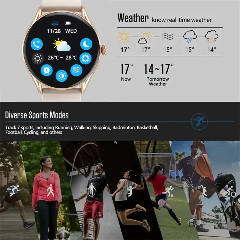 Aiweile AW19 Smart Watch Smartwatch Watch for Women 2024 Waterproof Sports Fitness Bluetooth Call Health Fitness Tracking wrist