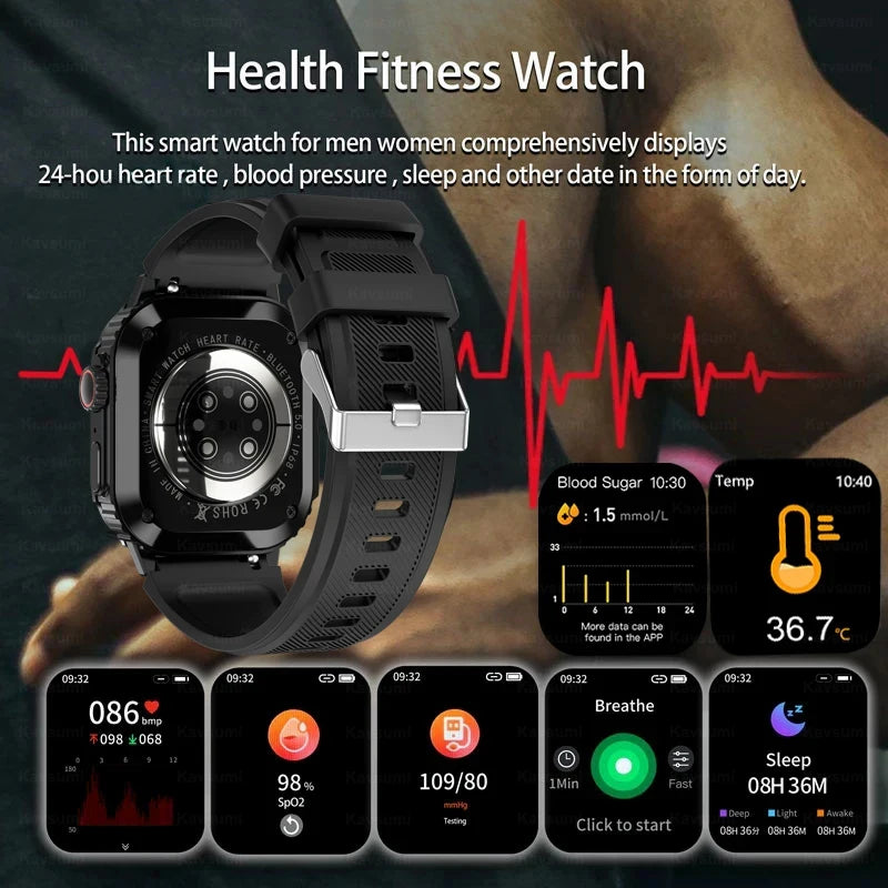 2024 Outdoor Smart Watch Men 1.95" Screen IP68 Waterproof Watch Bluetooth Call Smartwatch GPS Motion Trajectory For Android IOS