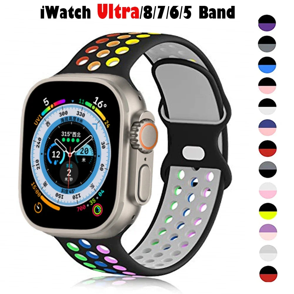 Sport Strap for Apple Watch Ultra 49mm Series 9/8/7 41mm 45mm 42MM Breathable wrist Bracelet iWatch 6 SE 5 4 3 44mm 40mm Band