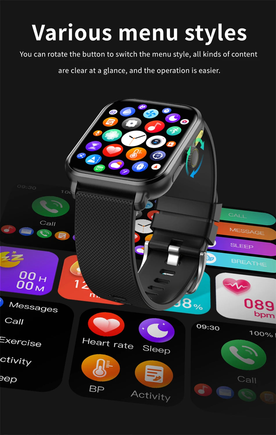 2024 New Smart Watch For Women Men Gift 1.83" Screen Full Touch Sport Fitness Watches Bluetooth Call Blood Sugar Smartwatch+Box