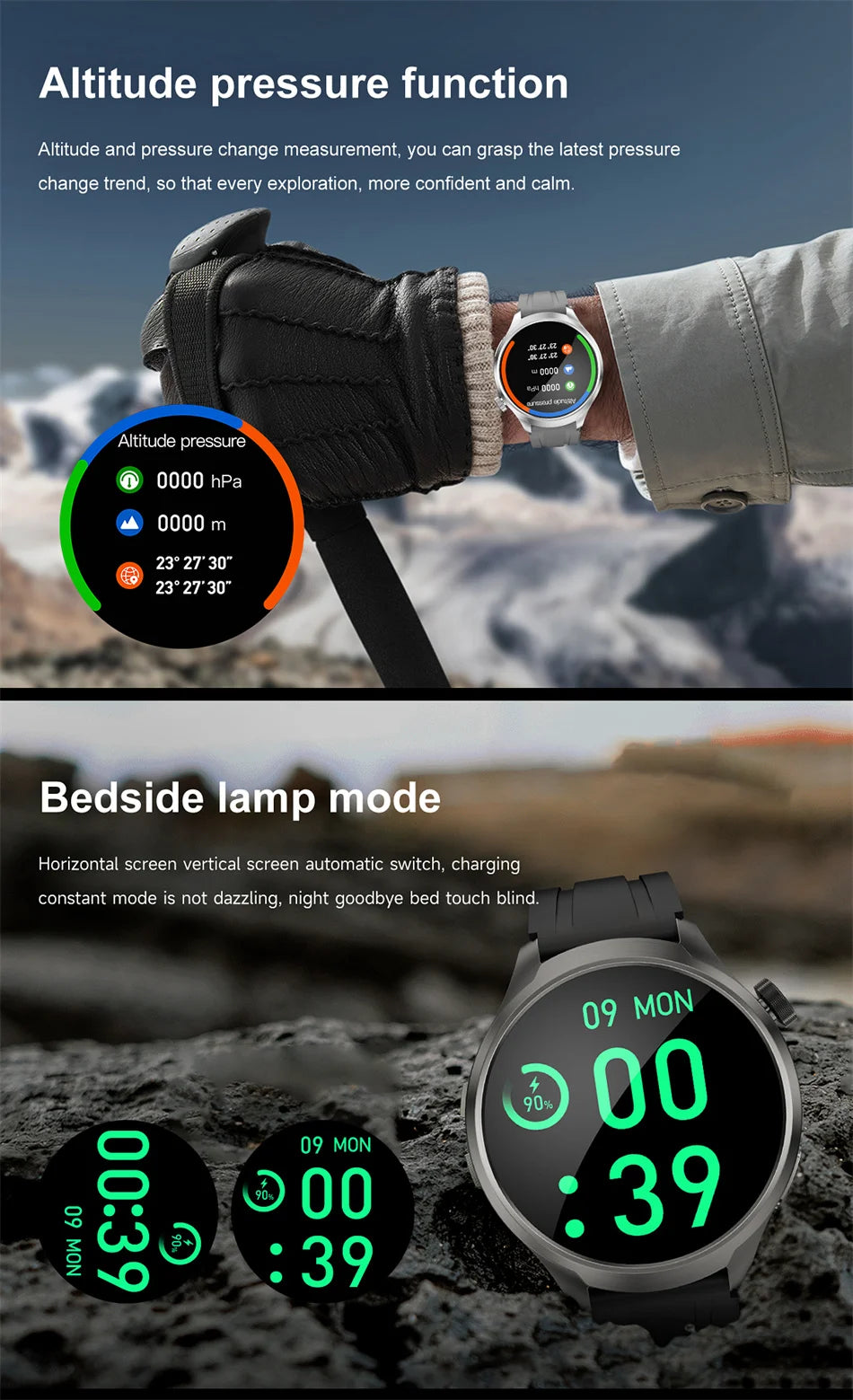 2024 New For HUAWEI Outdoor Sports Smart Watch Men AMOLED Screen NFC GPS Compass Heart rate Waterproof Bluetooth Call SmartWatch