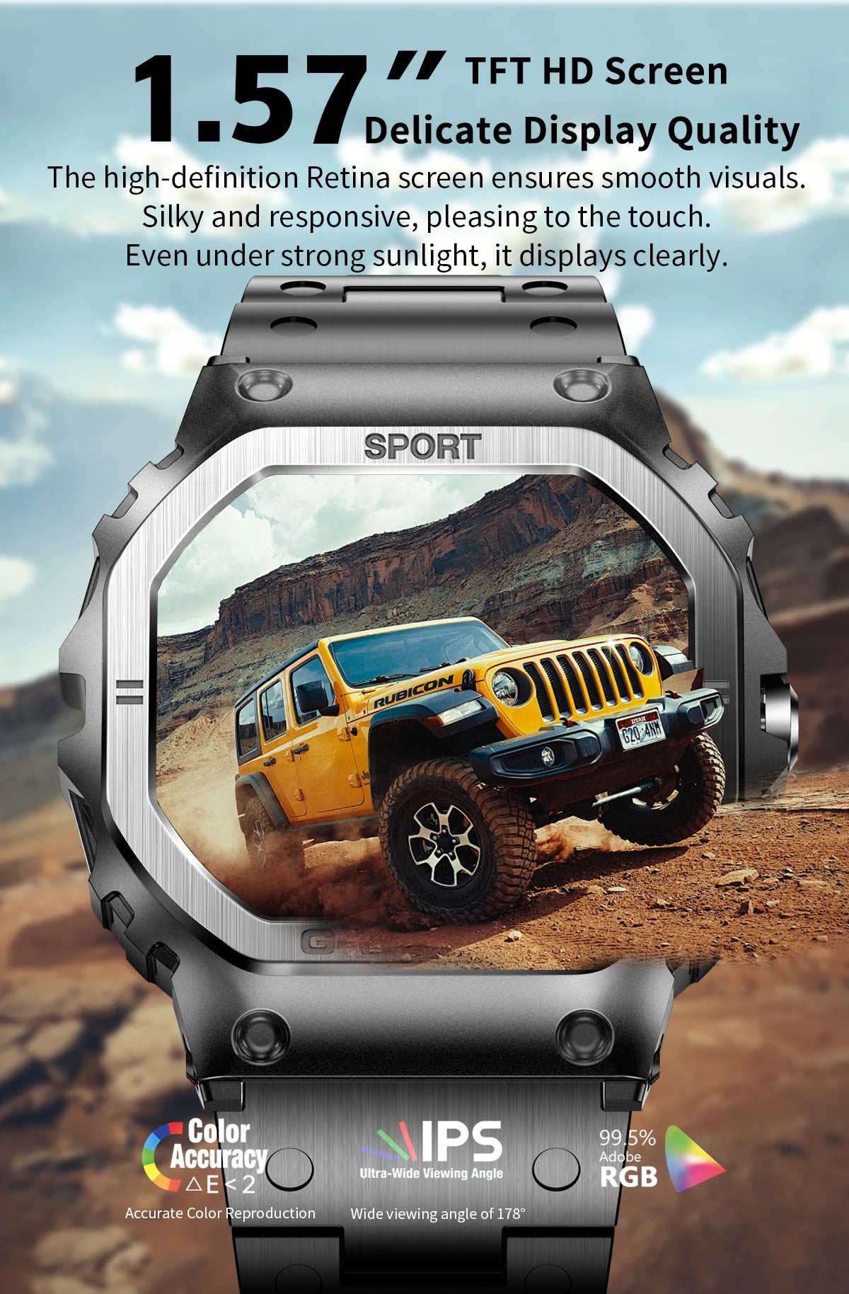 2024 New Military Smart Watch for Men 1.57 Inches Outdoor Sports Smartwatch with Answer/Make Call Compatible iPhone and Android