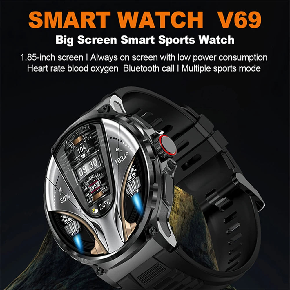 2024 New 1.85 Inch HD Bluetooth Call Smart Watch Men Sports Fitness Tracker Heart Monitor 710mAh Smartwatch For XIAO MI Android