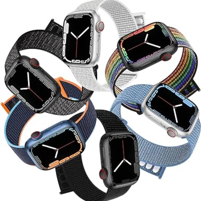 Nylon Braided Loop Strap For Apple Watch 9 8 7 45mm 41mm Band Ultra 2 49mm Sports Wristband iWatch 6 5 4 3 SE 44mm 40mm Correa