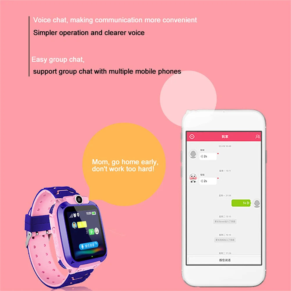 Q12B Kids Smart Phone Watch With Camera Alarm Clock Flashlight Voice Chatting Kids Watches Gift For Boys Girls