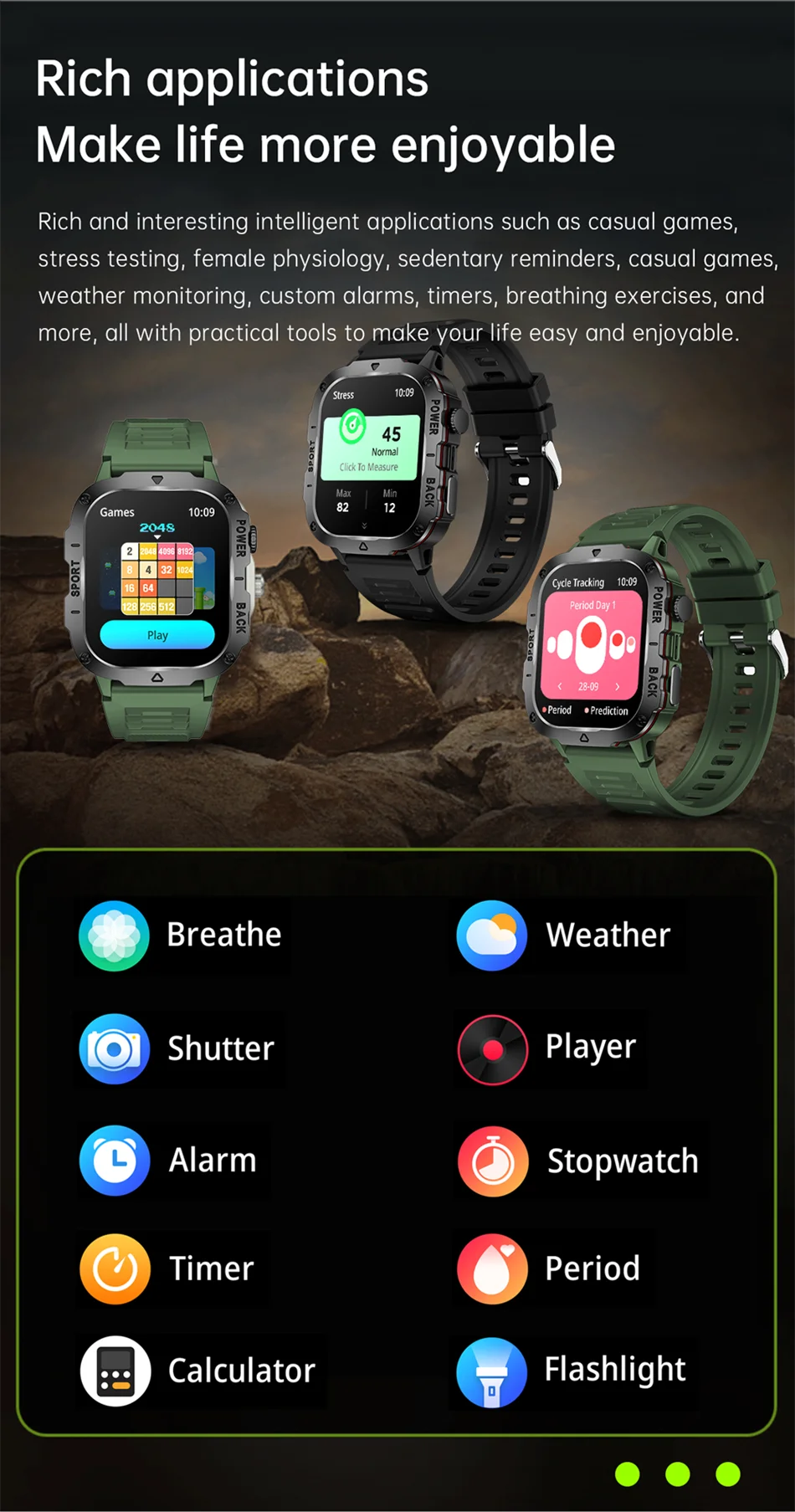 2024 New Rugged Military GPS Smart Watch Men AMOLED HD Screen Heart Rate Bluetooth Call Waterproof Outdoor SmartWatch For Xiaomi