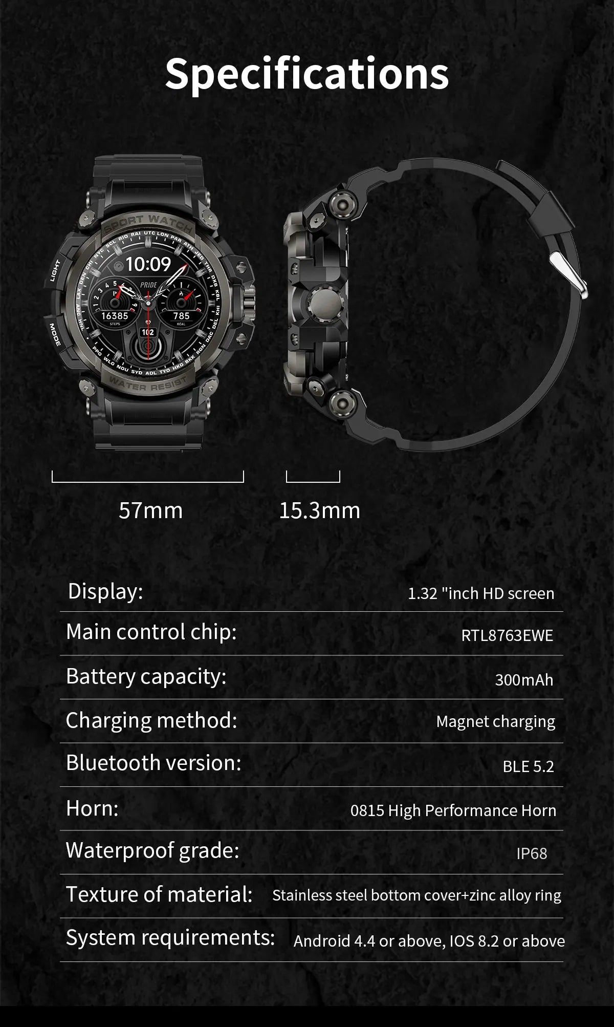 Smart Watch 2024 Android IOS For Man IP68 Waterproof Smartwatch Blood Oxygen Heart Rate Bluetooth Voice Call More Sport Modes